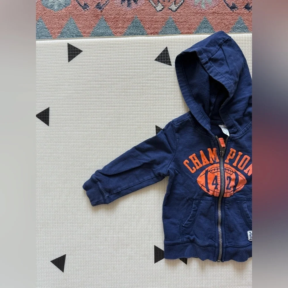 Carter's|Baby boy Navy Blue Toddler full zip hoodie sweater,CHAMPION in Orange•